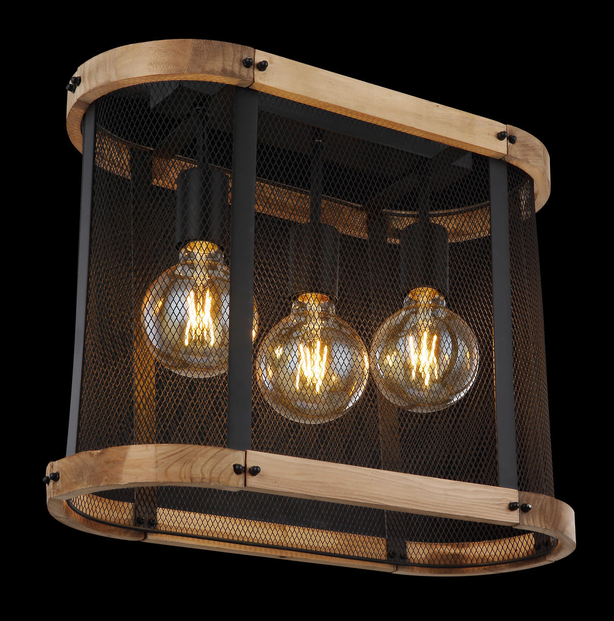 GLOBO Deckenleuchte 15661D Jeanie schwarz dunkelbraun Metall Holz B/H/T: ca. 45x38x20 cm E27 3 Brennstellen Jeanie - dunkelbraun/schwarz (45,00/38,00/20,00cm) - GLOBO