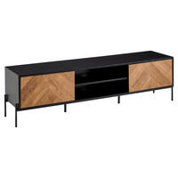 Lowboard schwarz Eiche dunkel Nachbildung schwarz pulverbeschichtet B/H/T: ca. 163x45x40 cm Lowboard - Eiche/schwarz (163,00/45,00/40,00cm) - Wohnling