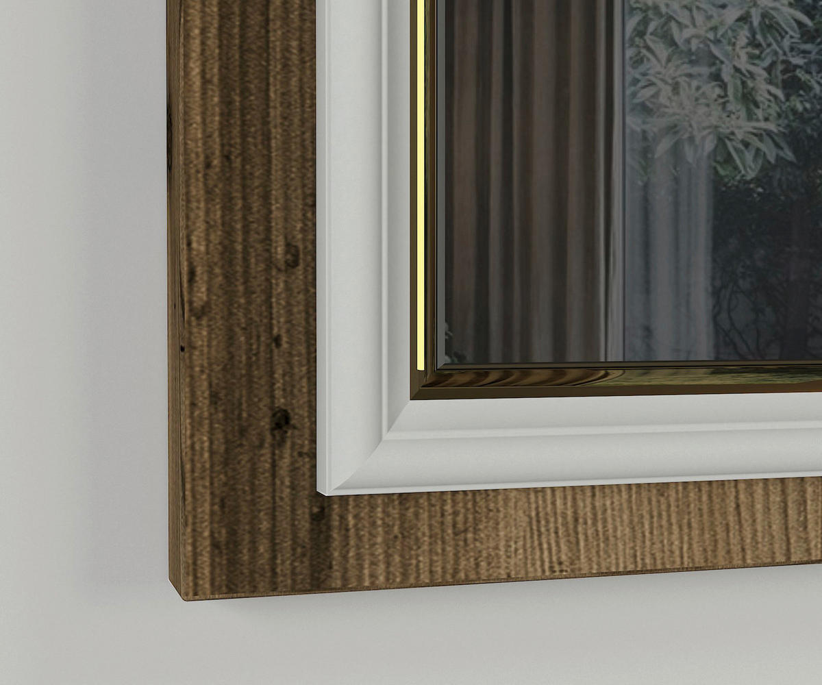 Wandspiegel Sansa walnuss Nachbildung weiß B/H/T: ca. 30x70x3 cm Sansa - weiß/walnuss (30,00/70,00/3,00cm) - moebel17
