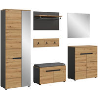Garderobe Canu basaltgrau Nachbildung Artisan Nachbildung B/H/T: ca. 255x190x37 cm Canu - basaltgrau (255,00/190,00/37,00cm) - xonox.home