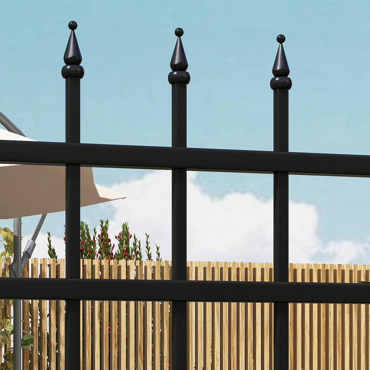 Outsunny Gartentor schwarz Edelstahl B/H/L: ca. 0,12x107x204 cm Gartentor - schwarz (204,00/0,12/107,00cm) - Outsunny