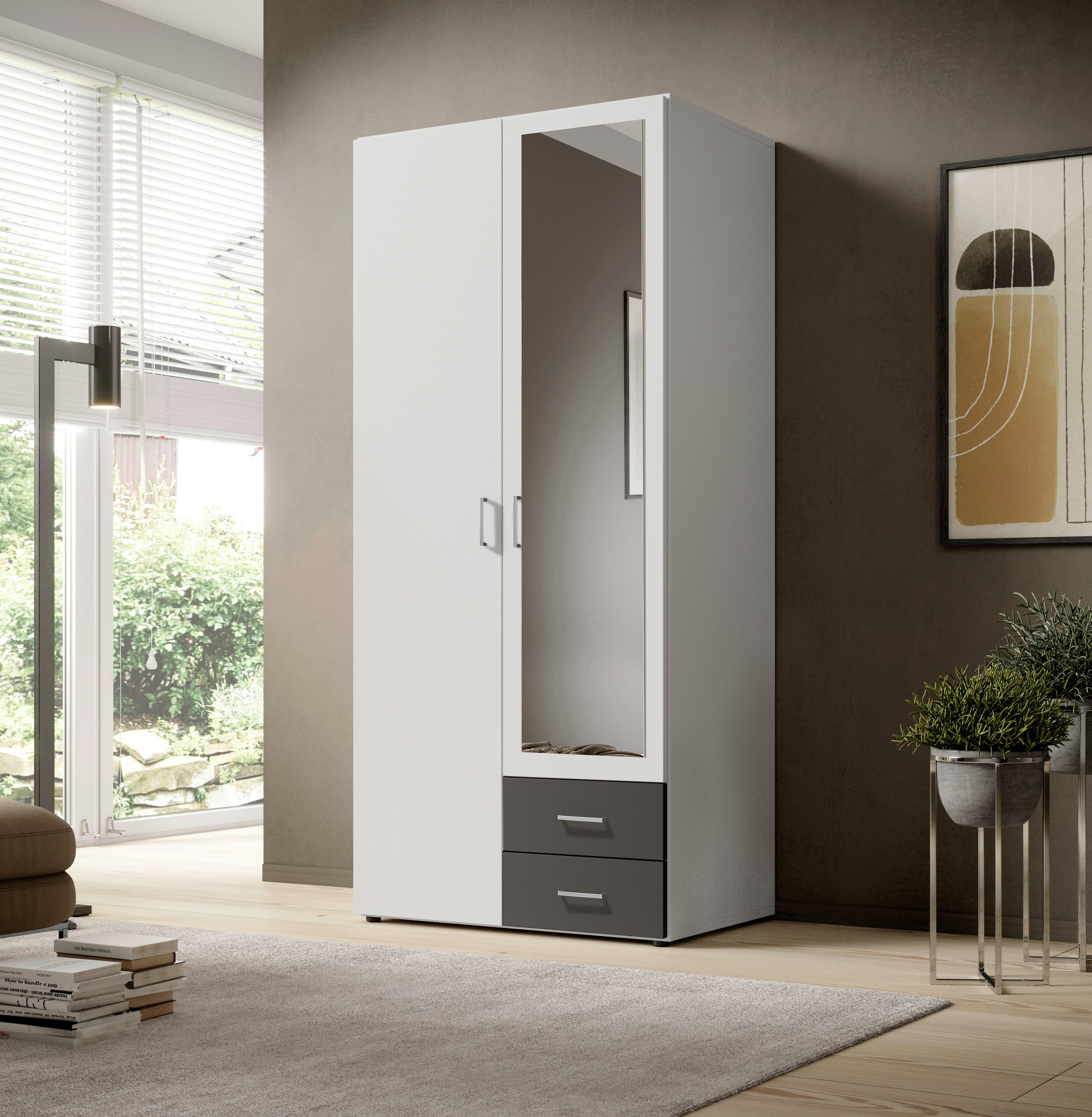 Kleiderschrank Base 2 weiß Graphit B/H/T: ca. 81x176x51 cm Base 2 - weiß/Graphit (81,00/176,00/51,00cm)