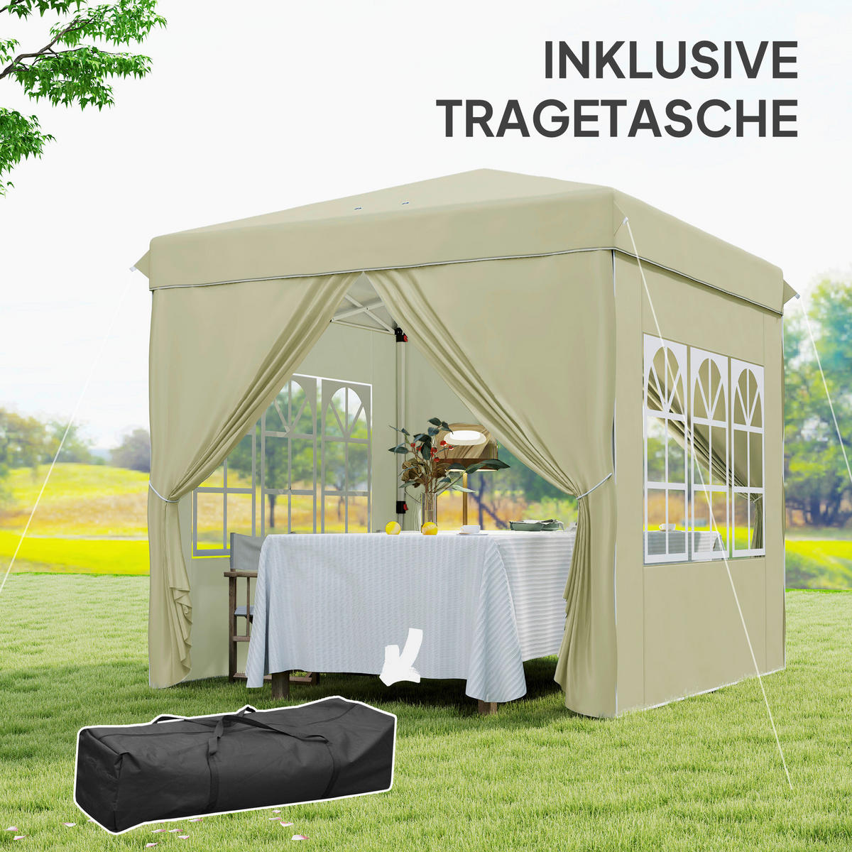 Outsunny Pavillon cremeweiß Metall B/H/L: ca. 248x270x248 cm Pavillon - cremeweiß (248,00/248,00/270,00cm) - Outsunny