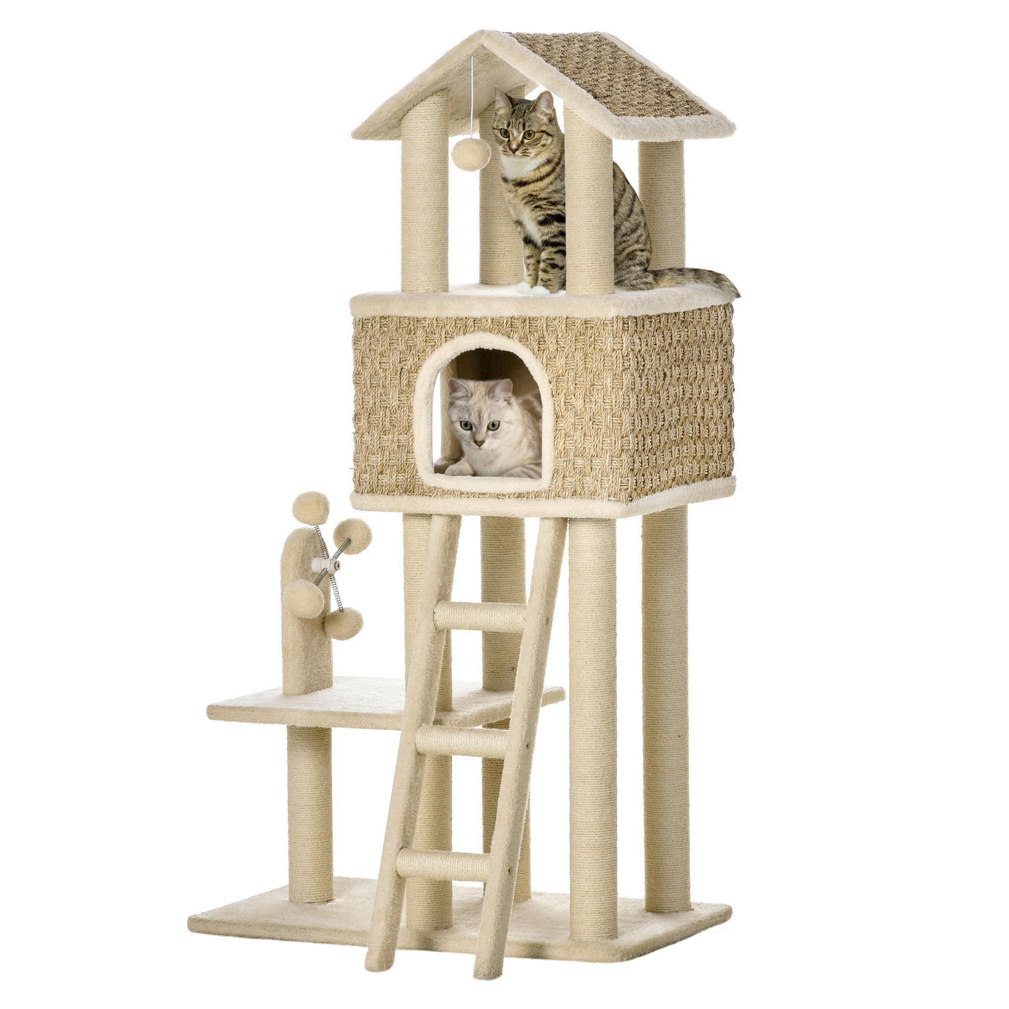 PawHut Kratzbaum beige Polyester B/H/L: ca. 40x131x69 cm Kratzbaum - beige/khaki (69,00/40,00/131,00cm) - PawHut
