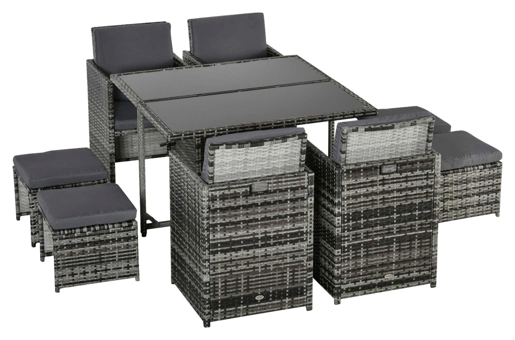 Outsunny Sitzgruppe dunkelgrau Edelstahl B/H/L: ca. 109x109x72 cm Gartenmöbel-Set - dunkelgrau (72,00/109,00/109,00cm) - Outsunny
