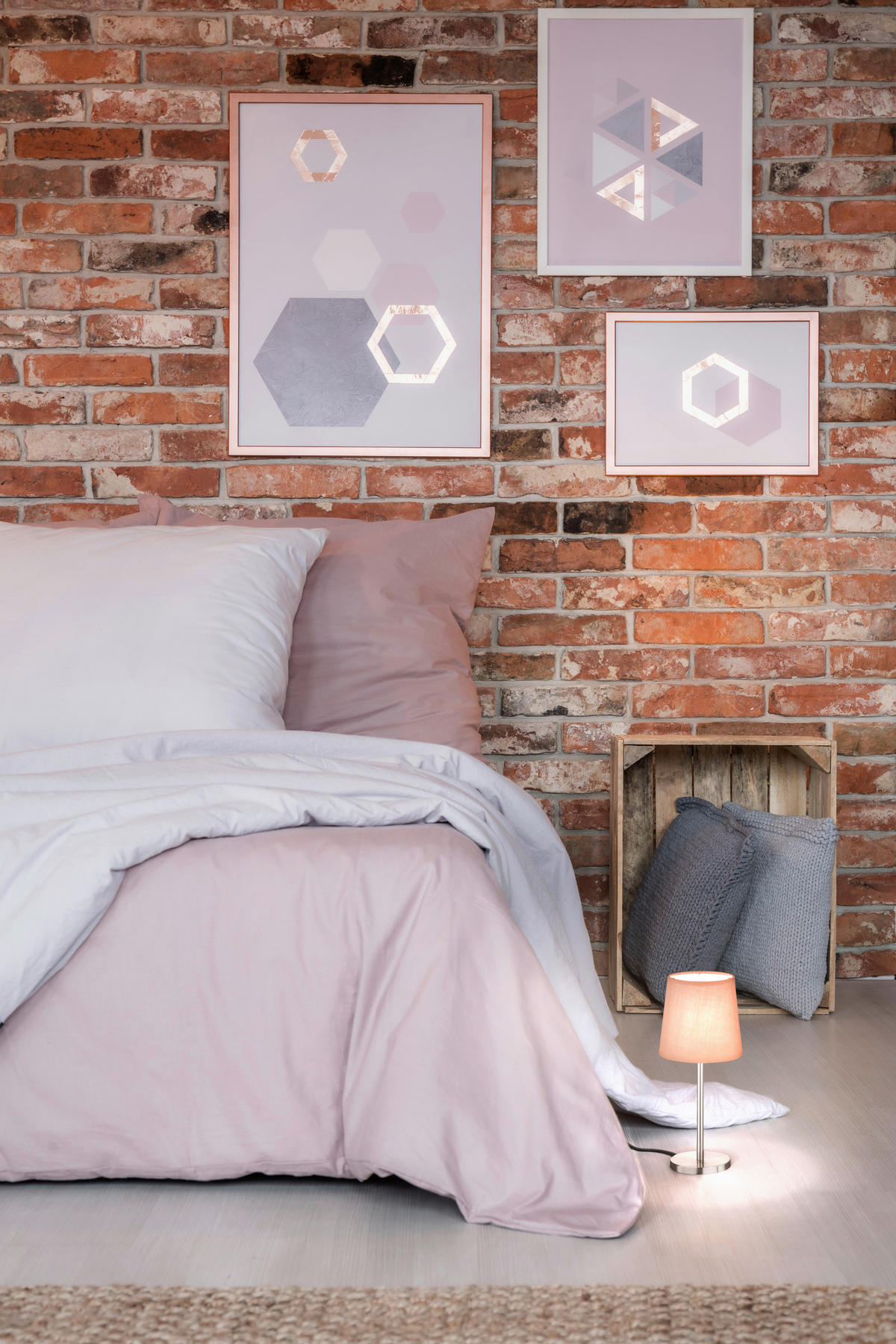 easy! by FHL Tischleuchte 850226 Eve rosa nickel matt Textil Metall H/D: ca. 30x14 cm E14 1 Brennstellen Eve - nickel matt/rosa (14,00/30,00cm) - easy! by FHL