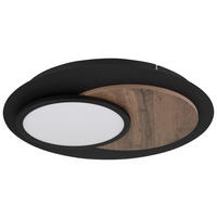 GLOBO Deckenleuchte mattschwarz Opal MDF Metall H/D: ca. 5,6x48 cm 1 Brennstellen Kory - Opal/mattschwarz (48,00/5,60cm) - GLOBO