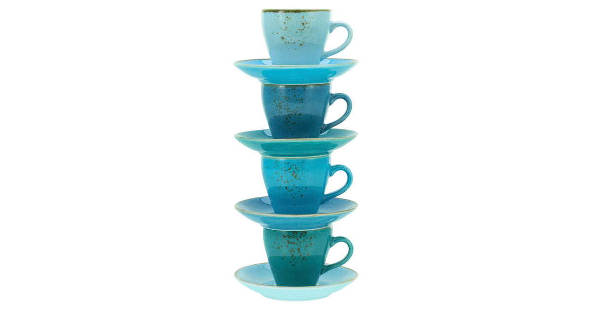 CreaTable Espressotassen-Set Nature Collection AQUA blau Steinzeug 8 tlg. ▷  online bei POCO kaufen