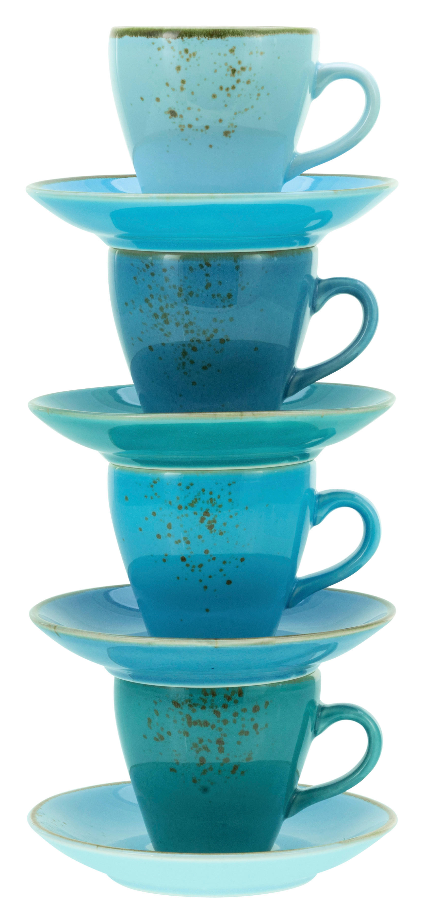 CreaTable Espressotassen-Set Nature Collection AQUA blau Steinzeug 8 tlg.