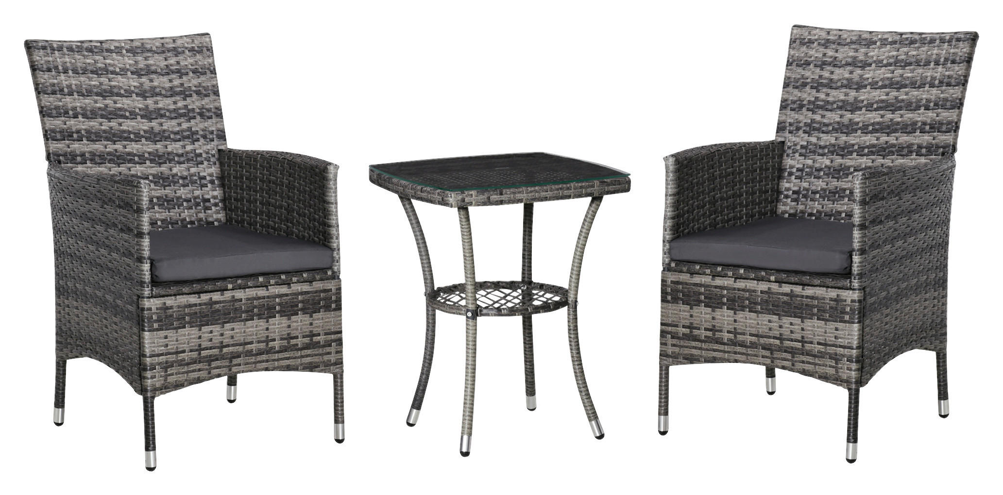 Outsunny Sitzgruppe dunkelgrau Polyrattan B/H/L: ca. 58,5x60x89,5 cm Gartenmöbel-Set - dunkelgrau (89,50/58,50/60,00cm) - Outsunny