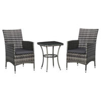 Outsunny Sitzgruppe dunkelgrau Polyrattan B/H/L: ca. 58,5x60x89,5 cm Gartenmöbel-Set - dunkelgrau (89,50/58,50/60,00cm) - Outsunny