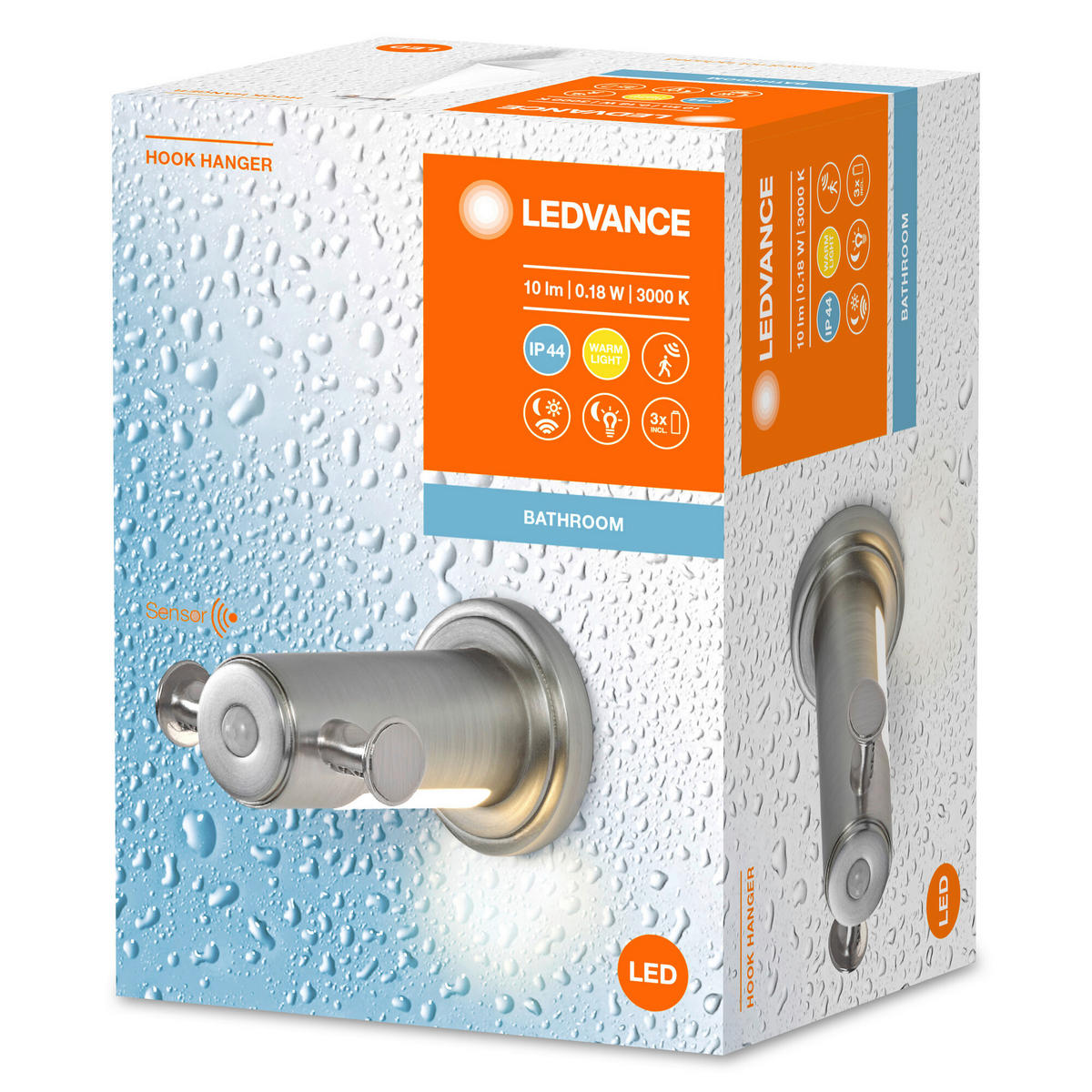 LED-Handtuchhaken silber Kunststoff B/H/L: ca. 6,7x11,1x8,4 cm LED-Handtuchhaken - silber (8,40/6,70/11,10cm) - LEDVANCE