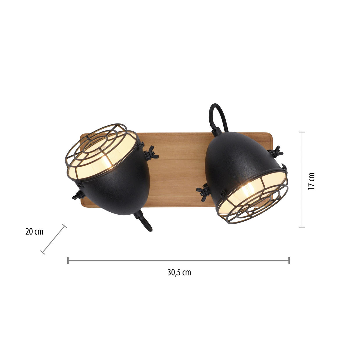Just Light Spot-Balken BEETLE 15172-18 schwarz natur Metall Holz B/T: ca. 30,5x17 cm E14 2 Brennstellen BEETLE - natur/schwarz (30,50/17,00cm) - Just Light