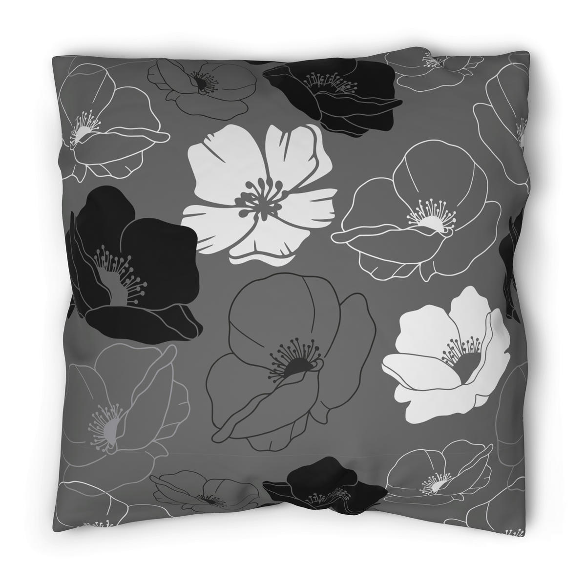 Microfaser Bettwäsche Bettwäsche-Microfaser Blumen grau - weiß/schwarz (135,00/200,00cm) - Sensation