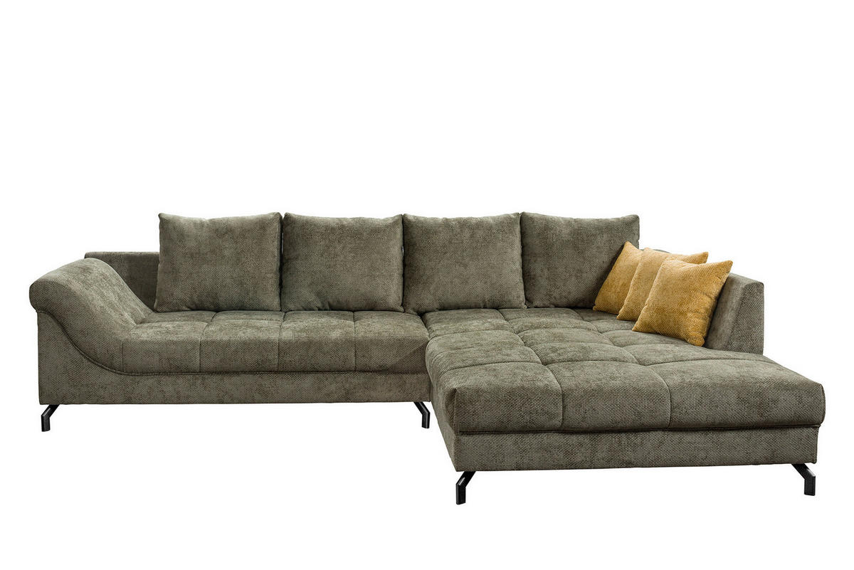 Ecksofa Paula olive Microfaser B/H/T: ca. 306x92x203 cm Paula - olive/schwarz (306,00/92,00/203,00cm)