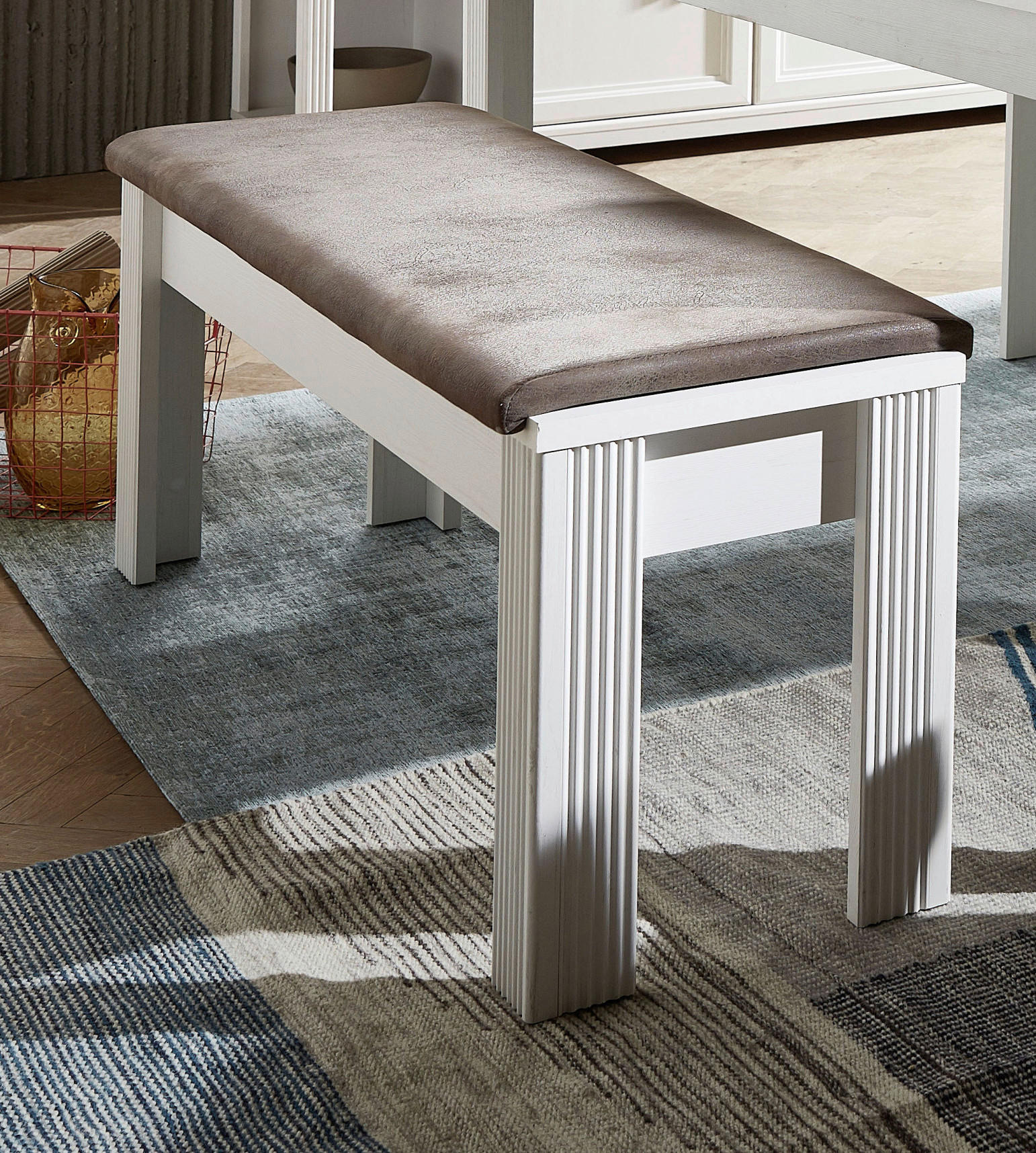 Sitzbank Jasmin braun Eiche Artisan Nachbildung weiß Pinie Nachbildung B/H/T: ca. 126x48x41 cm Jasmin - braun/Eiche (126,00/48,00/41,00cm)