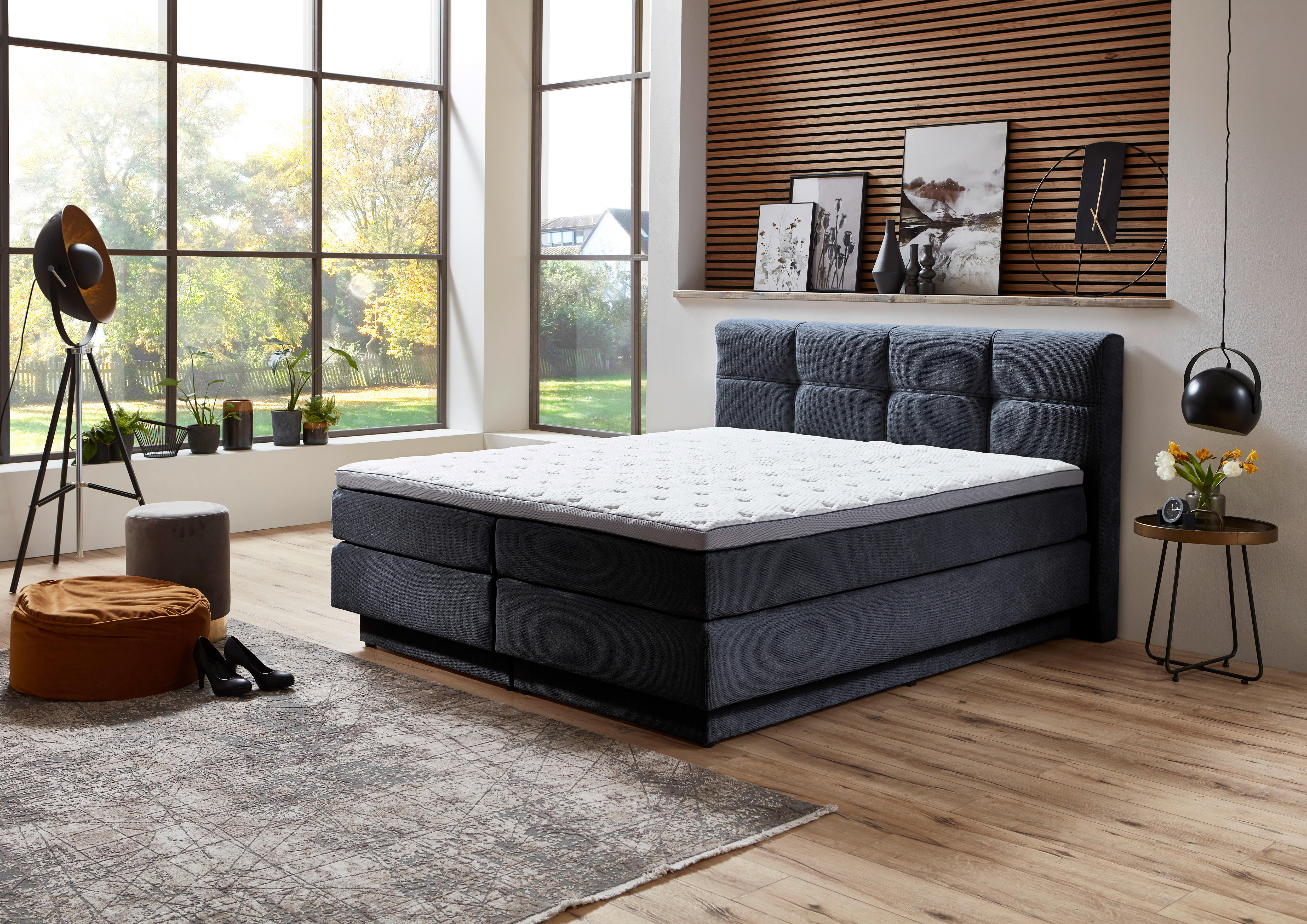 Boxspringbett Portage blau Liegefläche B/L: ca. 180x200 cm Portage - blau (188,00/62,00/217,00cm)