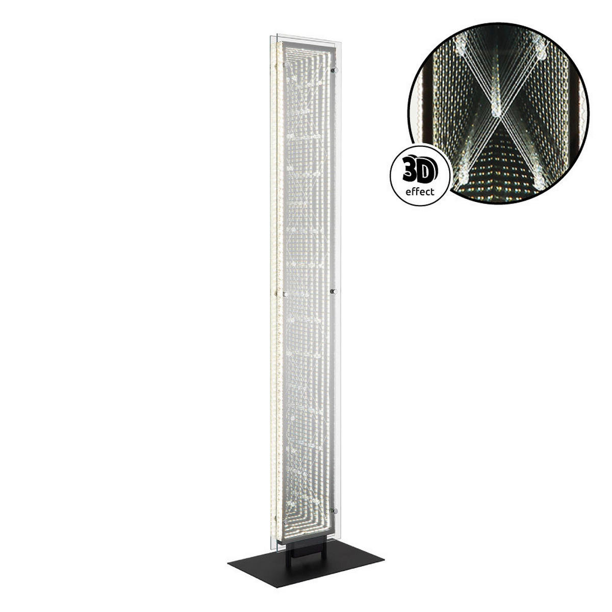 GLOBO Stehleuchte schwarz klar Kunststoff Aluminium Glas B/H/L: ca. 20x117x30 cm 1 Brennstellen Mirrora - klar/schwarz (30,00/20,00/117,00cm) - GLOBO