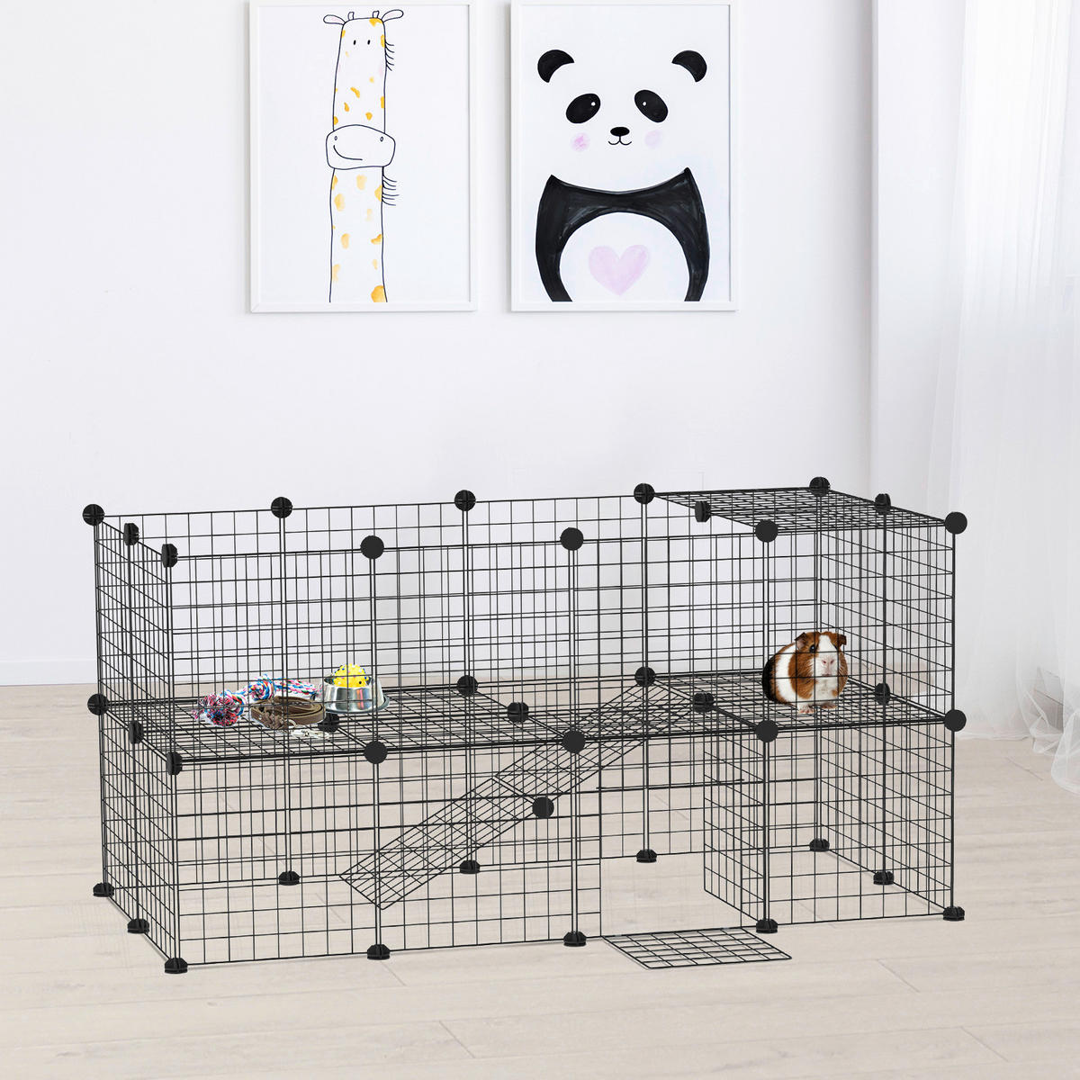 PawHut Laufgitter schwarz Metall B/H/L: ca. 73x73x146 cm Laufgitter - schwarz (146,00/73,00/73,00cm) - PawHut