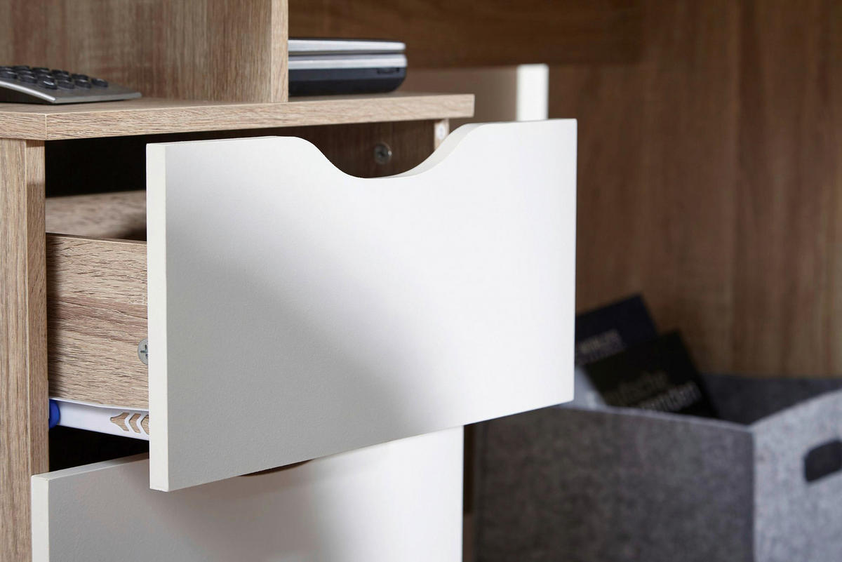 Schreibtisch Eiche Sonoma Nachbildung weiß B/H/T: ca. 120x76x53 cm Schreibtisch - Eiche/weiß (120,00/76,00/53,00cm) - Wohnling