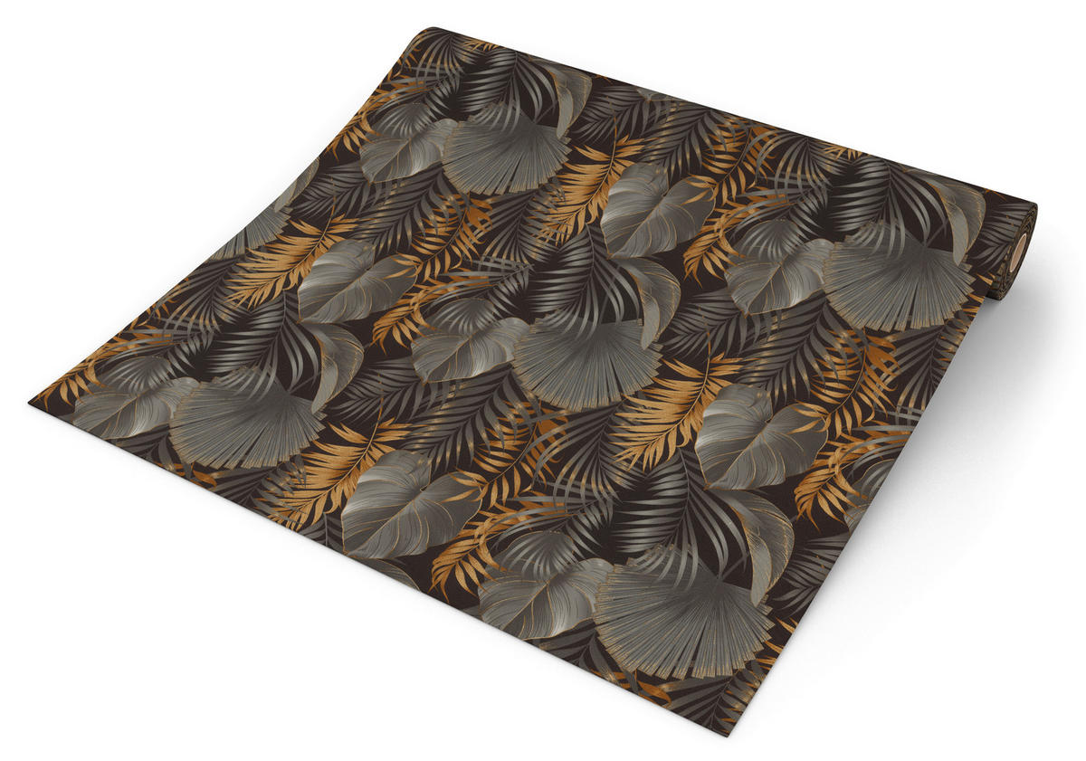Vliestapete Dschungel schwarz gold B/L: ca. 53x1005 cm Vliestapete_829839 - gold/schwarz (53,00/1005,00cm)