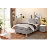 Boxspringbett  beige Flachgewebe Liegefläche B/L: ca. 120x200 cm Finja_H3_Boxspringbett - beige/weiß (129,00/106,00/213,00cm)
