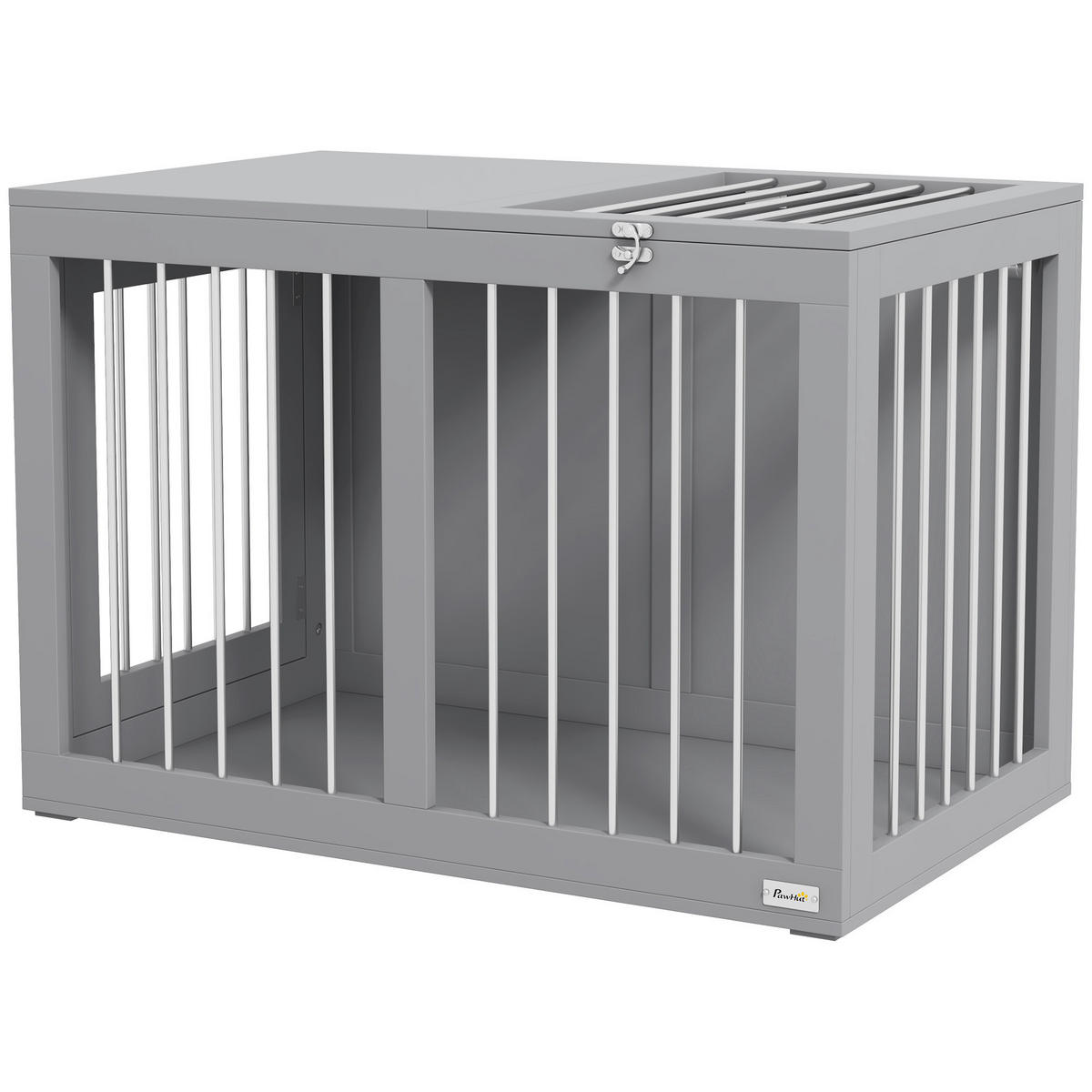 PawHut Hunde-Zubehör grau Edelstahl B/H/L: ca. 50x80x56,5 cm Hundekäfig - grau (56,50/50,00/80,00cm) - PawHut