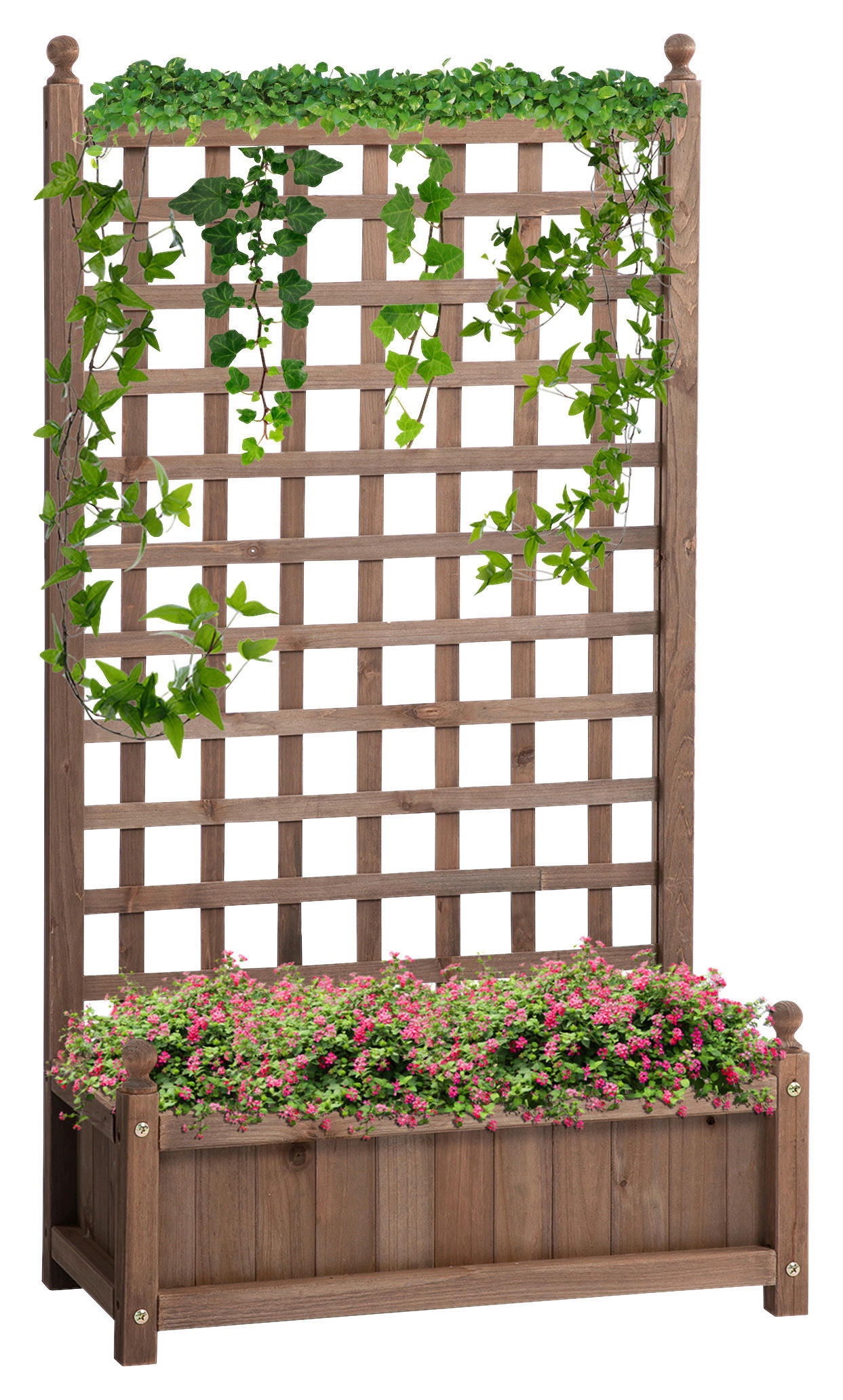 Outsunny Pflanzkasten braun Holz B/H/L: ca. 28x120x64 cm Rankkasten 845-463 - braun (64,00/28,00/120,00cm) - Outsunny