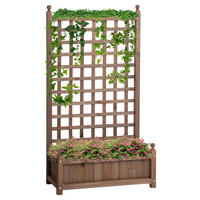 Outsunny Pflanzkasten braun Holz B/H/L: ca. 28x120x64 cm Rankkasten 845-463 - braun (64,00/28,00/120,00cm) - Outsunny