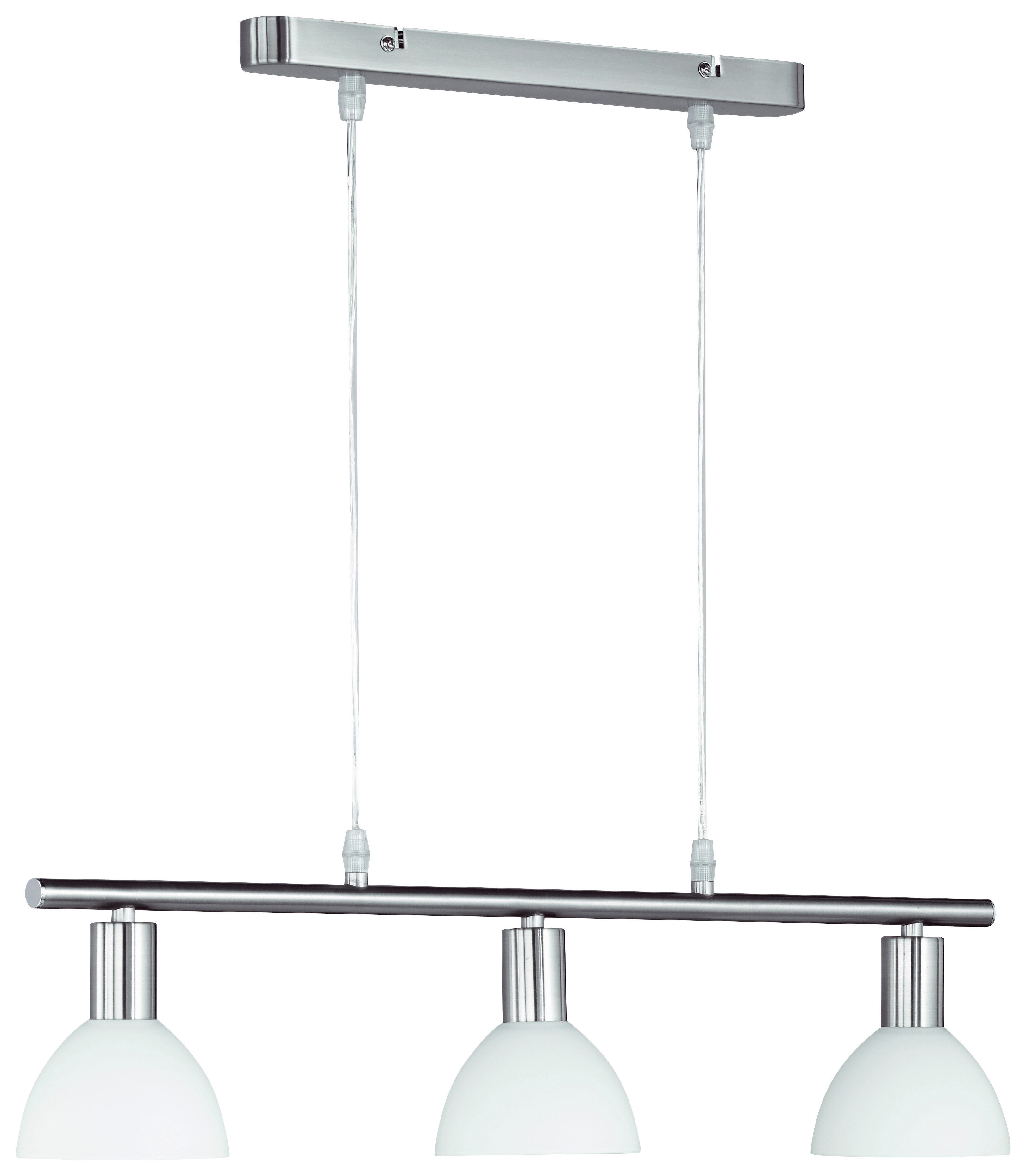 Reality Pendelleuchte R335110307 nickel matt weiß Metall Glas B/H/T: ca. 61x120x11 cm E14 3 Brennstellen Pendelleuchte_Dallas - weiß/nickel matt (61,00/120,00/11,00cm) - Reality