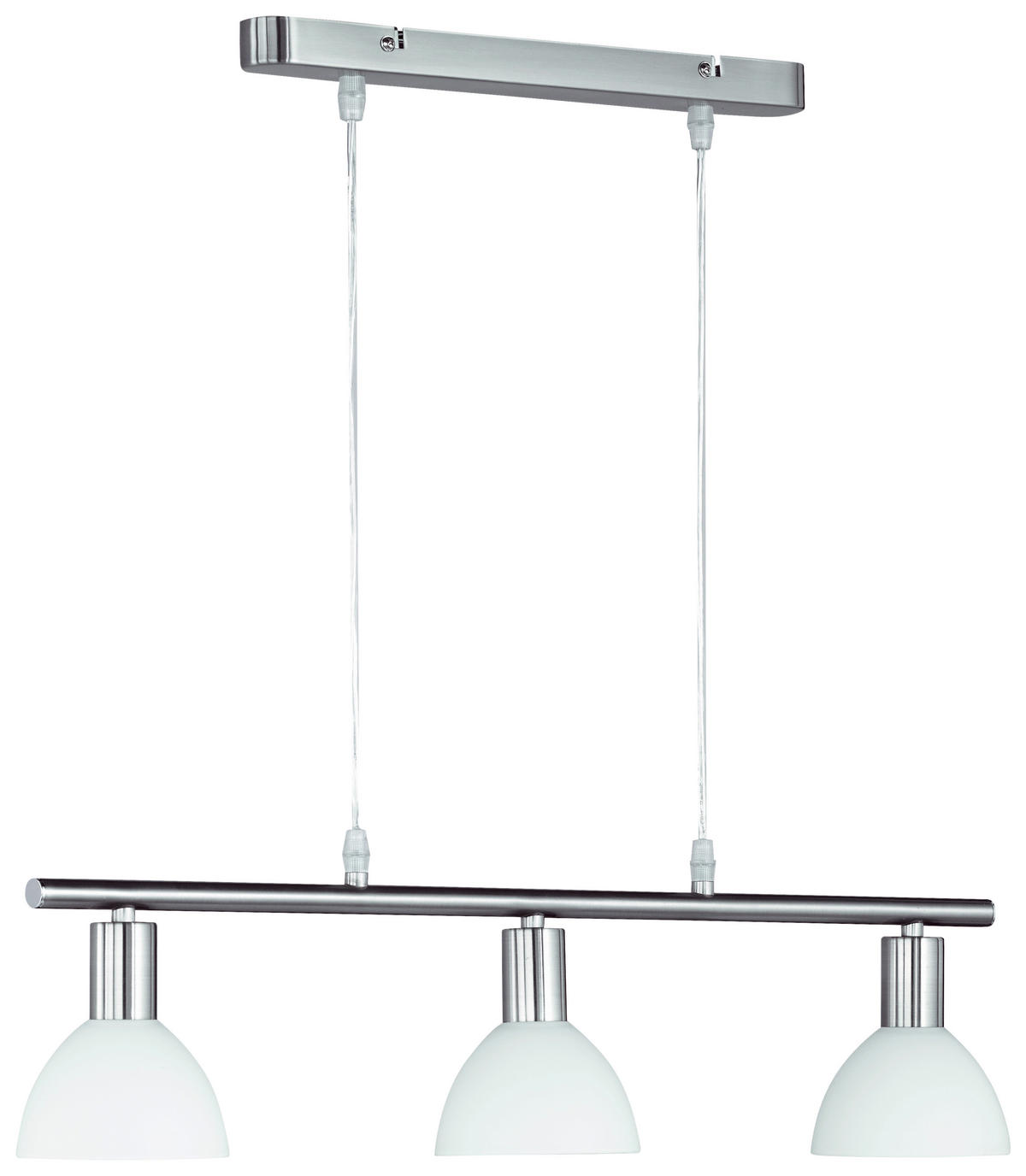 Reality Pendelleuchte R335110307 nickel matt weiß Metall Glas B/H/T: ca. 61x120x11 cm E14 3 Brennstellen Pendelleuchte_Dallas - weiß/nickel matt (61,00/120,00/11,00cm) - Reality