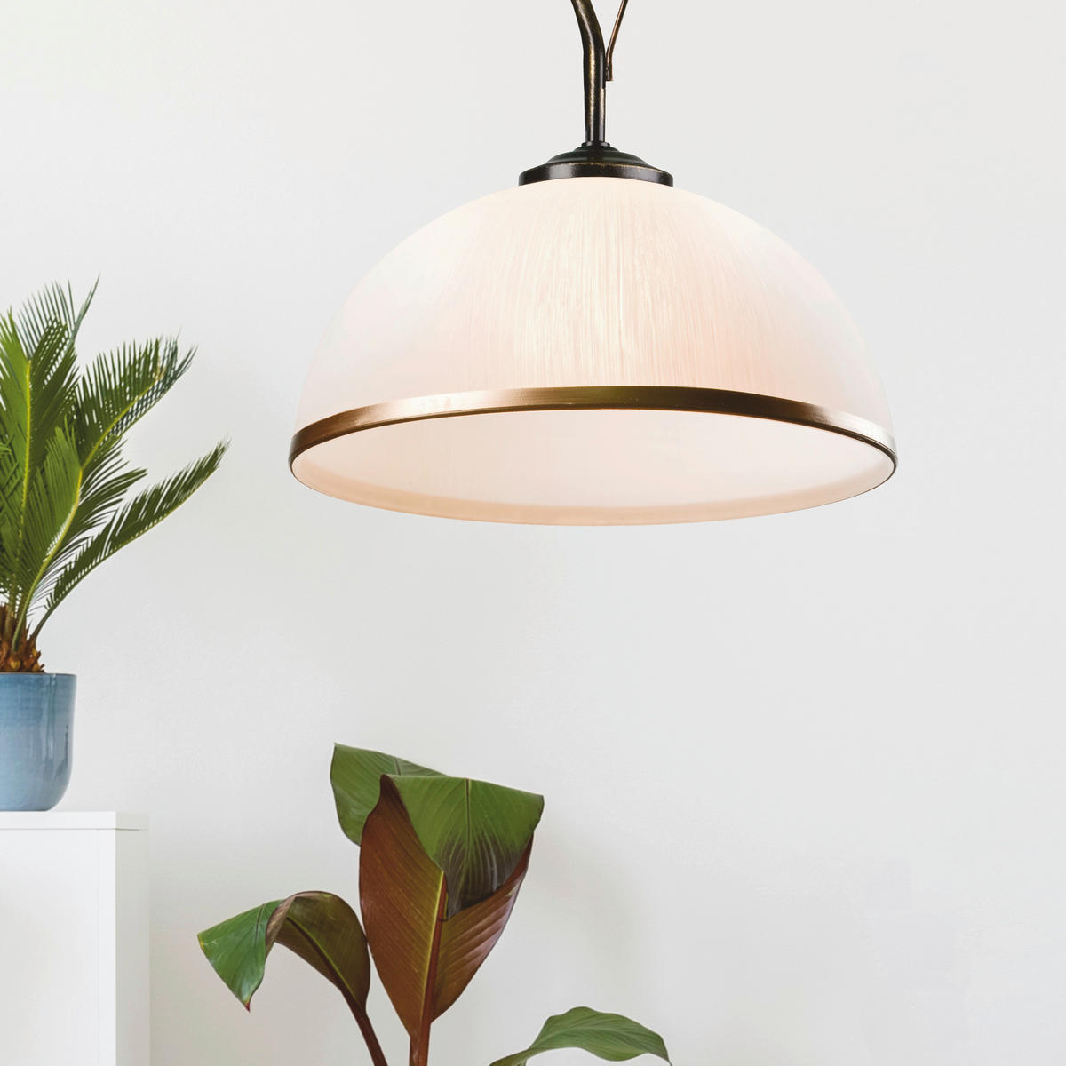 Lamkur Deckenleuchte schwarz Glas Stahl B/H/L: ca. 32,5x45x32,5 cm E27 1 Brennstellen RETRO - schwarz (32,50/32,50/45,00cm) - Lamkur