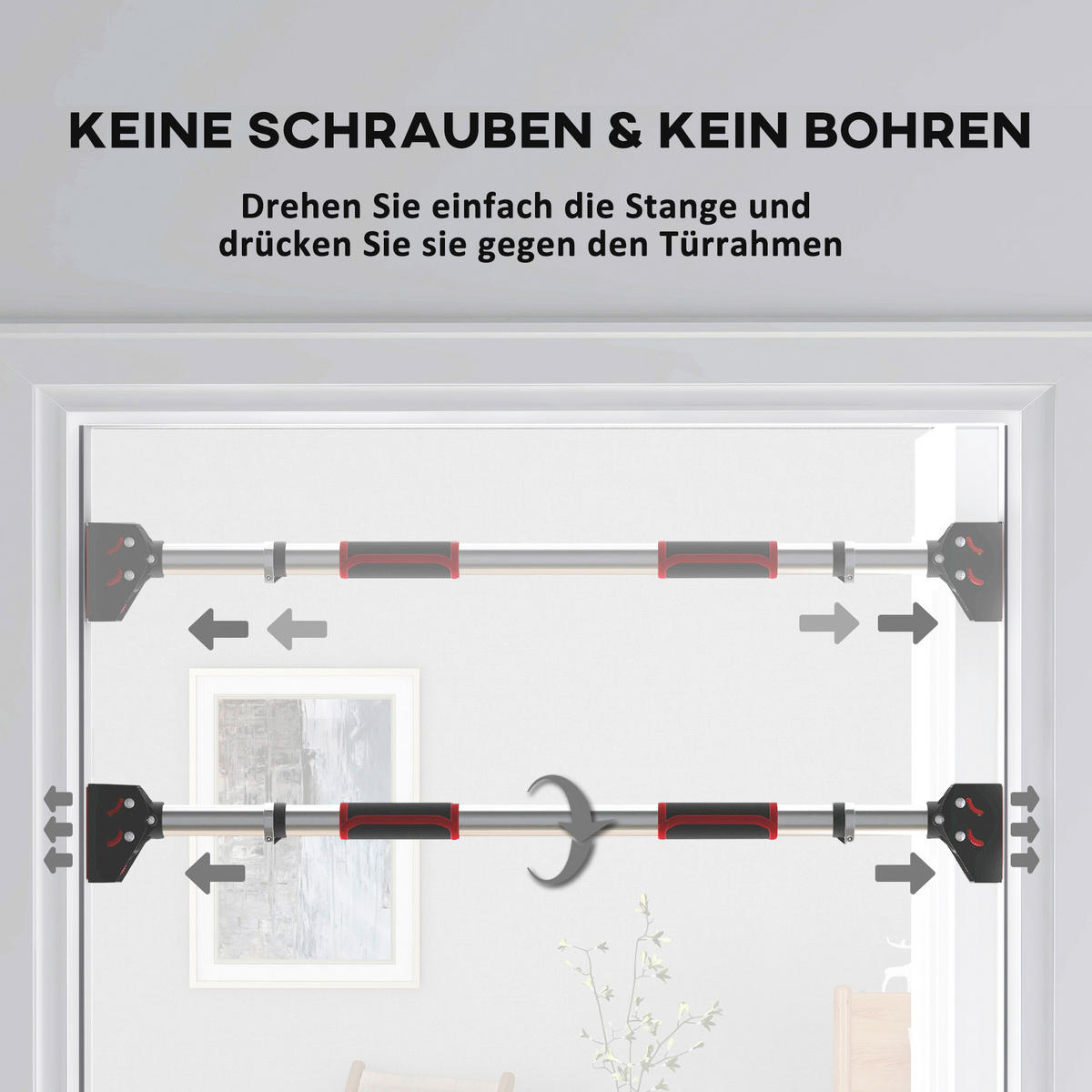 SPORTNOW Klimmzugstange rot Edelstahl B/H/L: ca. 10x7x92 cm Klimmzugstange - rot/schwarz (92,00/10,00/7,00cm) - SPORTNOW