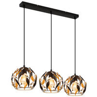 GLOBO Pendelleuchte MIKA 15759-3H schwarz gold Metall B/H/L: ca. 20x150x74 cm E27 3 Brennstellen MIKA - gold/schwarz (74,00/20,00/150,00cm) - GLOBO