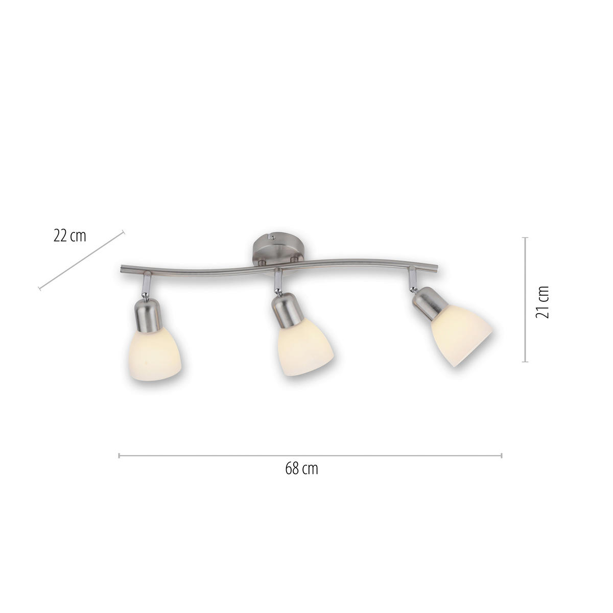 Just Light Spotbalken  PN11953-55  Karo stahlfarbig weiß Aluminium Kunststoff Glas B/H/L: ca. 22x21x68 cm E14 3 Brennstellen Karo - weiß/stahlfarbig (68,00/22,00/21,00cm) - Just Light