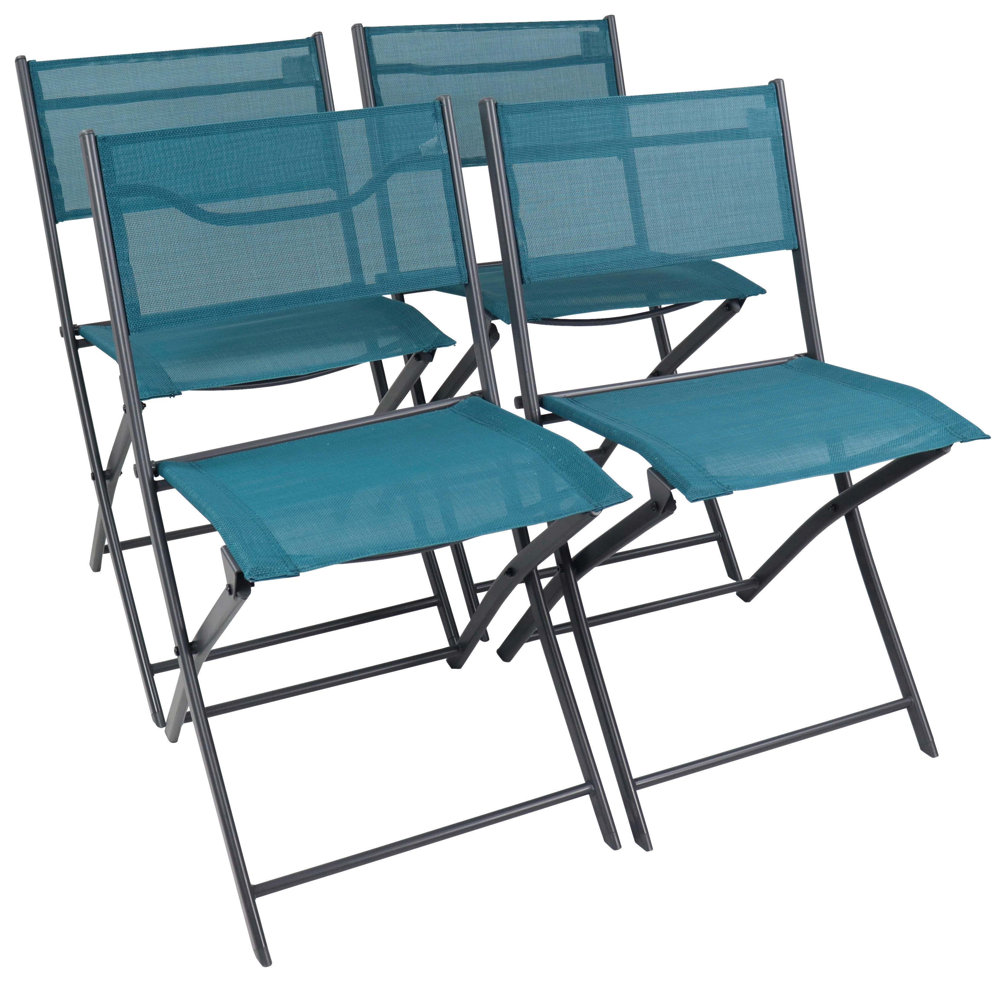 VCM Gartenstuhl 4er Set Sumila türkis Textilene B/H/L: ca. 45x79x46 cm Sumila - türkis (46,00/45,00/79,00cm) - VCM