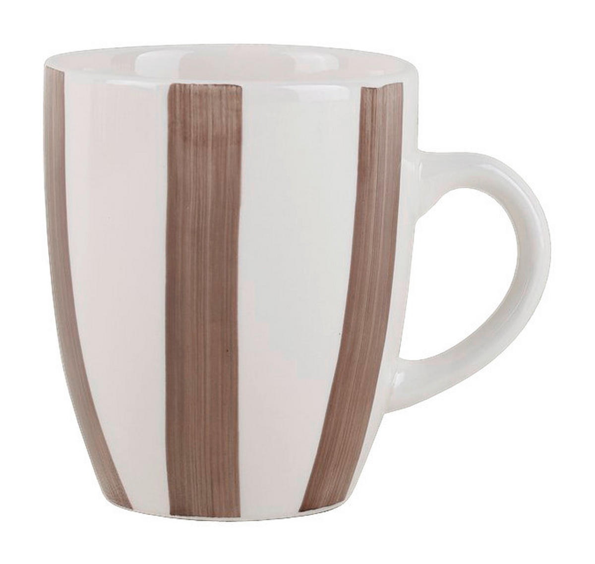 Kaffeebecher weiß Keramik Kaffeebecher_Stripes braun - braun/weiß (8,70/10,40cm)