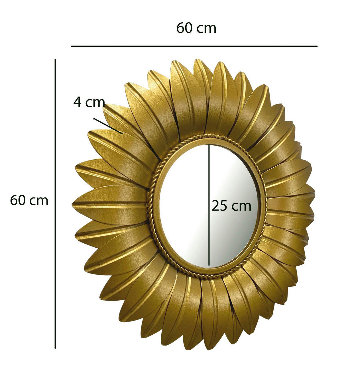 Wandspiegel gold Metall T/D: ca. 4x60 cm Wandspiegel - gold (60,00cm) - Wohnling