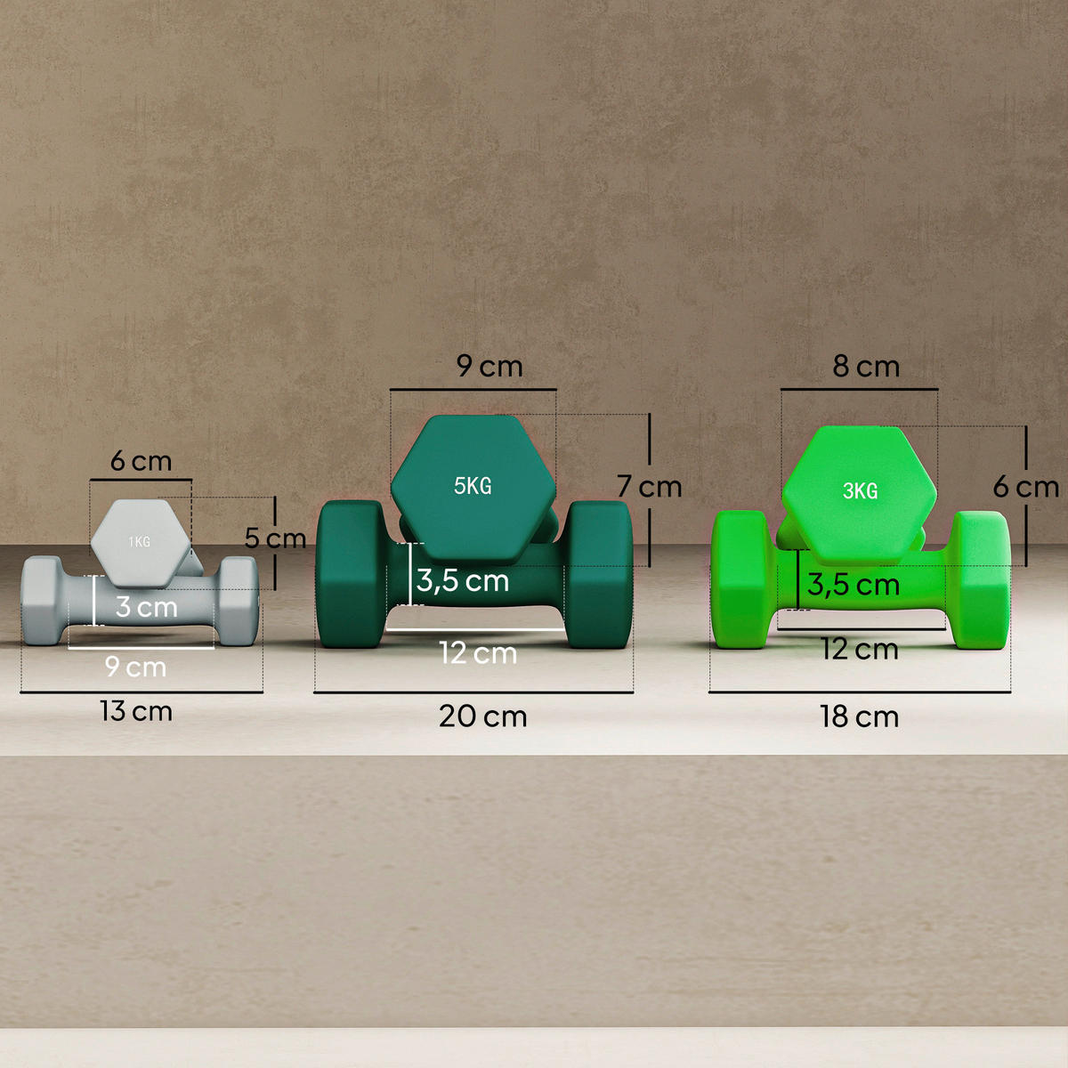 SPORTNOW Hantelset mehrfarbig Metall B/H/L: ca. 10x34x34 cm Hantelset - mehrfarbig (34,00/10,00/34,00cm) - SPORTNOW