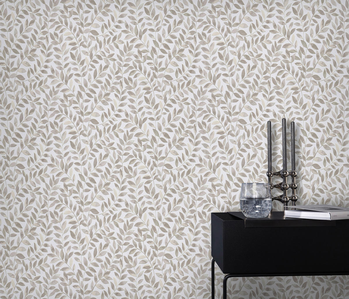 Erismann Vliestapete Blätter weiß beige B/L: ca. 53x1005 cm Vliestapete_10462-11 - beige/weiß (53,00/1005,00cm) - Erismann