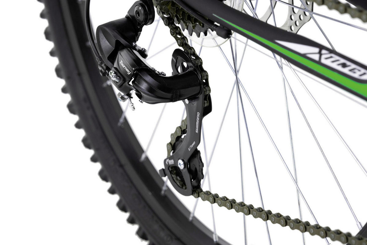 KS-Cycling Mountain-Bike Hardtail Xtinct schwarz ca. 26 Zoll Xtinct - schwarz/grün (42,00cm) - KS-Cycling