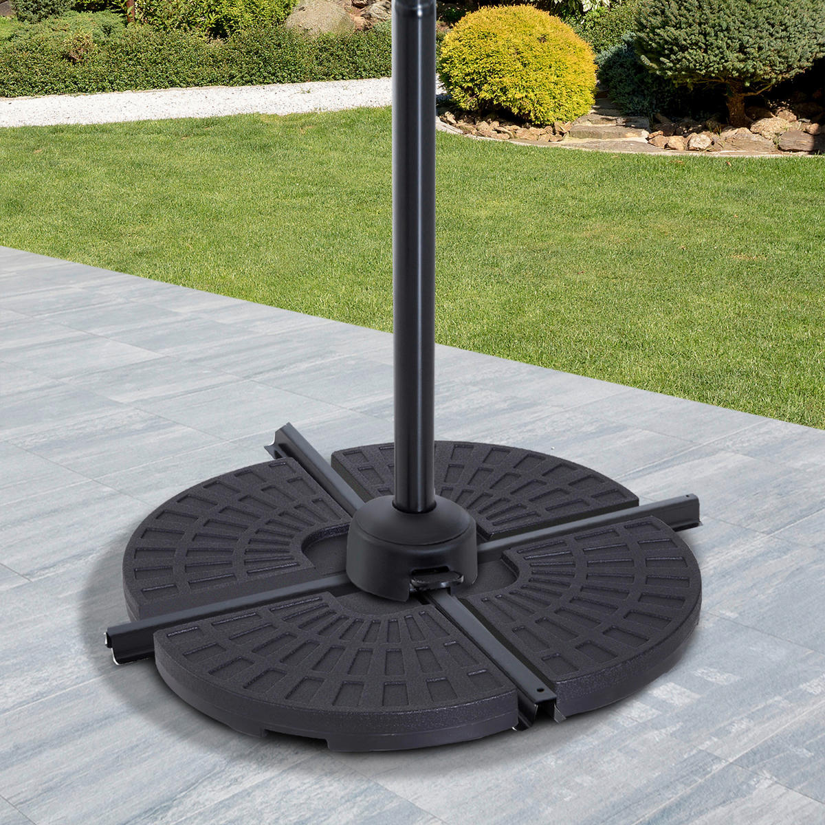 Outsunny Schirmständer mit 4 Teilen Schirmständer_mit_4Teilen - schwarz (48,00/48,00/8,00cm) - Outsunny