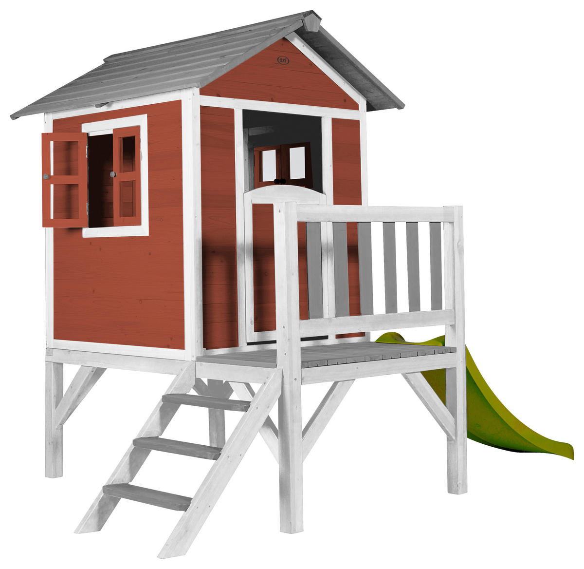 AXI Spielhaus Lodge XL rot B/H/L: ca. 240x189x167 cm Lodge XL - weiß/rot (167,00/240,00/189,00cm) - AXI