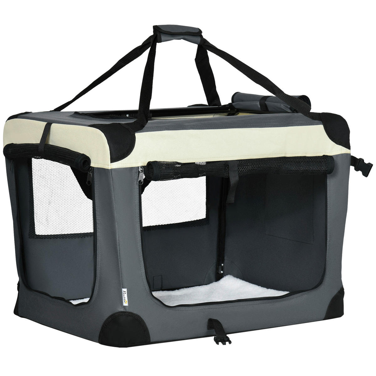 PawHut Tragetasche für Haustiere grau Polyester B/H/L: ca. 51x50x70 cm Tragetasche für Haustiere - schwarz/grau (70,00/51,00/50,00cm) - PawHut