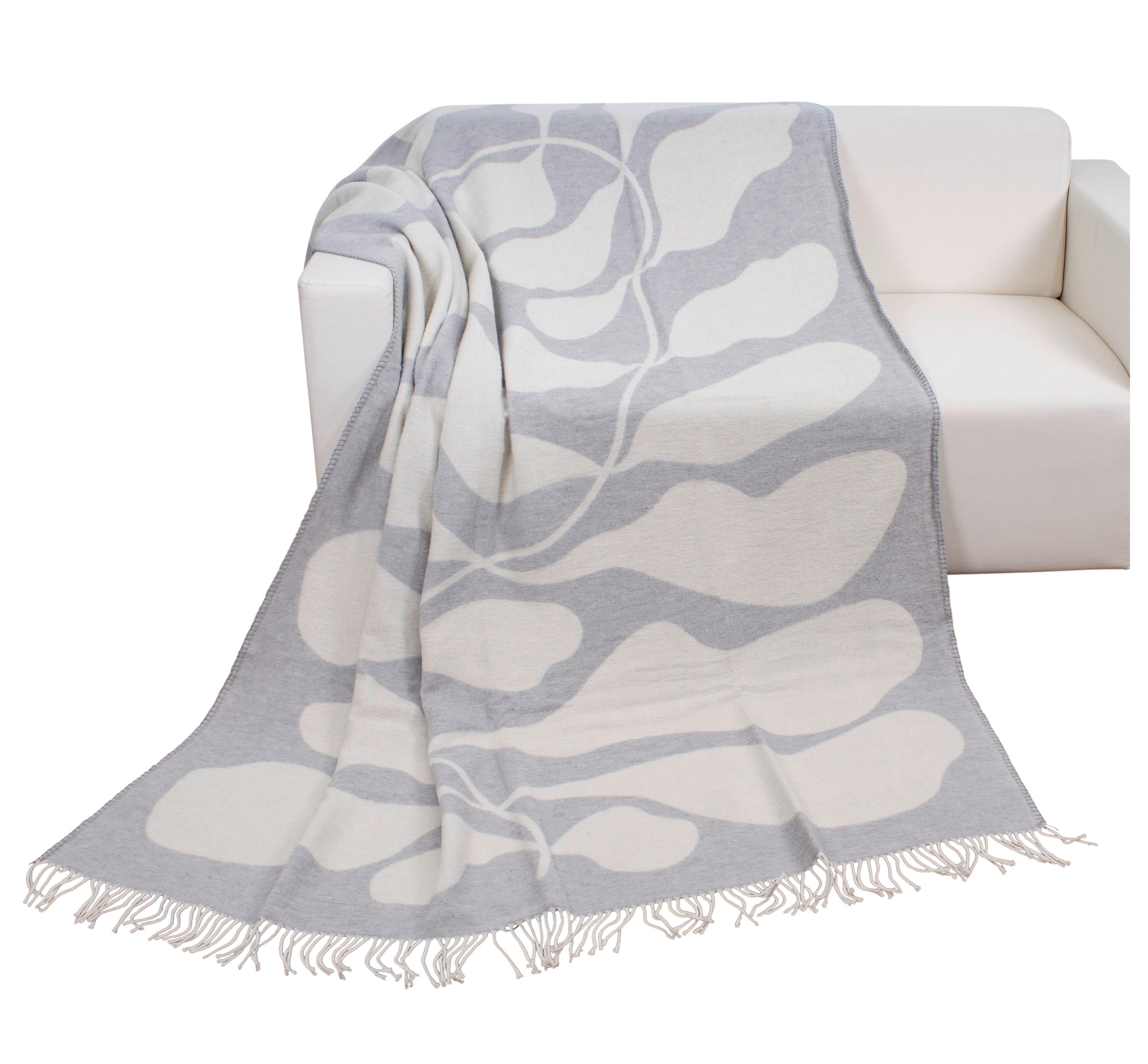 Wohndecke Sommerdecke_m.Fransen silber - silber (150,00/200,00cm)