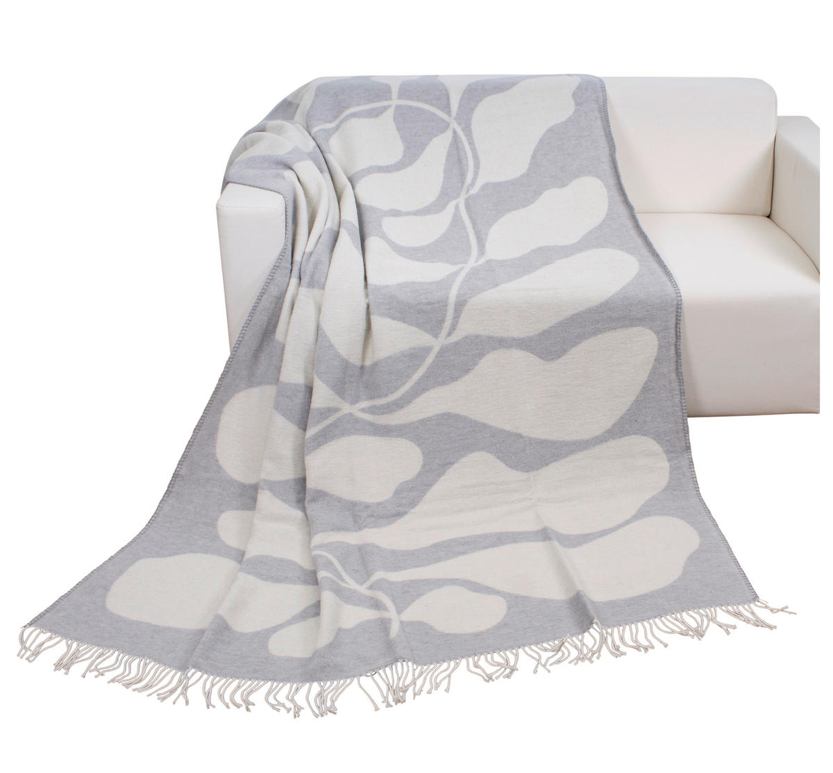 Wohndecke Sommerdecke_m.Fransen silber - silber (150,00/200,00cm)