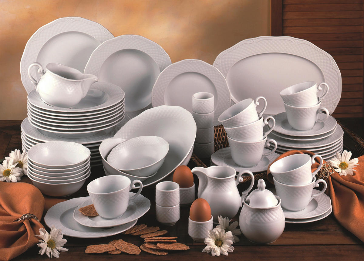 CreaTable Kombiservice Arianne weiß Porzellan 61 tlg. Arianne - weiß - CreaTable