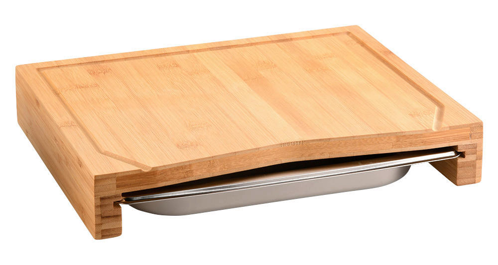 Kesper Schneidbrett Schneidbrett_mit_Auffangschale - natur/silber (36,50/28,50/6,80cm) - Kesper