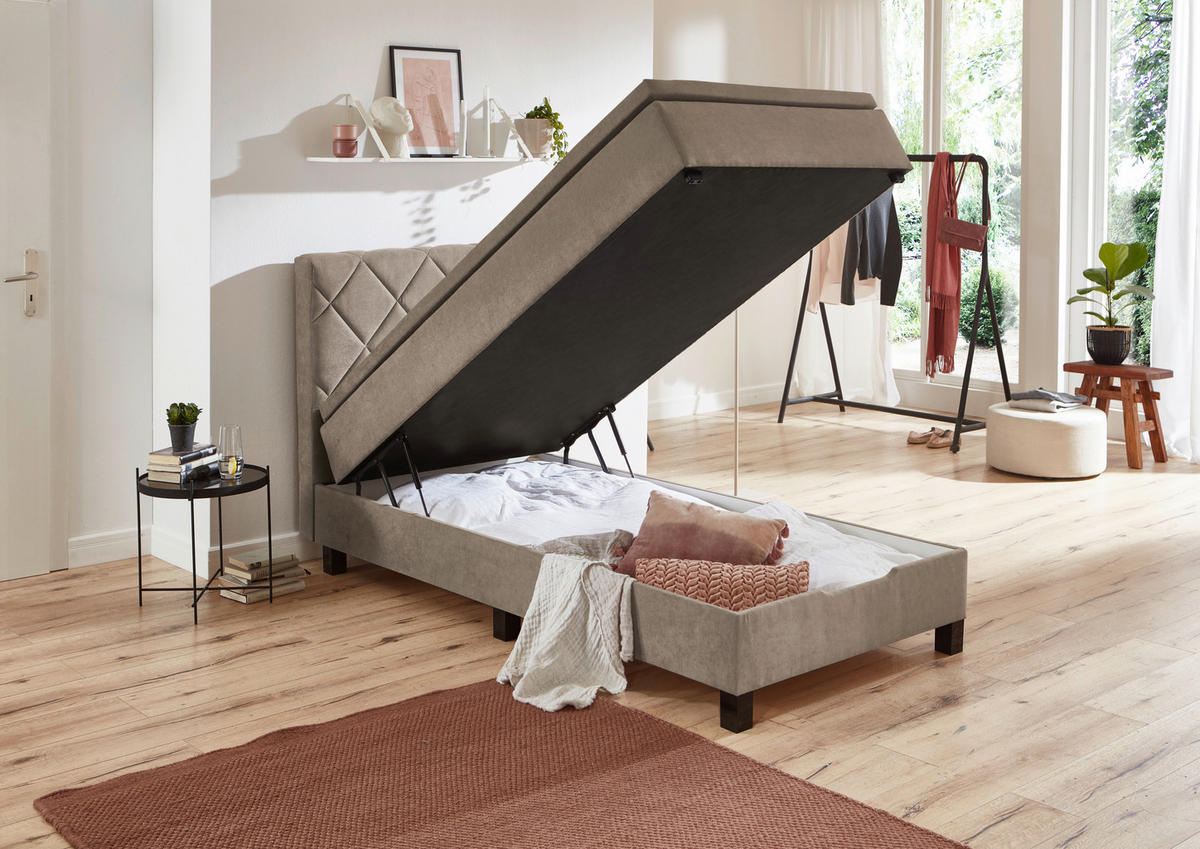 Boxspringbett Jeff taupe Jeff - taupe (100,00/57,00/211,00cm)