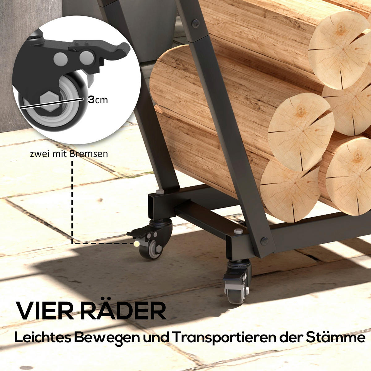 Outsunny Kaminholzständer schwarz B/H/L: ca. 30x81x79 cm Kaminholzständer - schwarz (79,00/30,00/81,00cm) - Outsunny